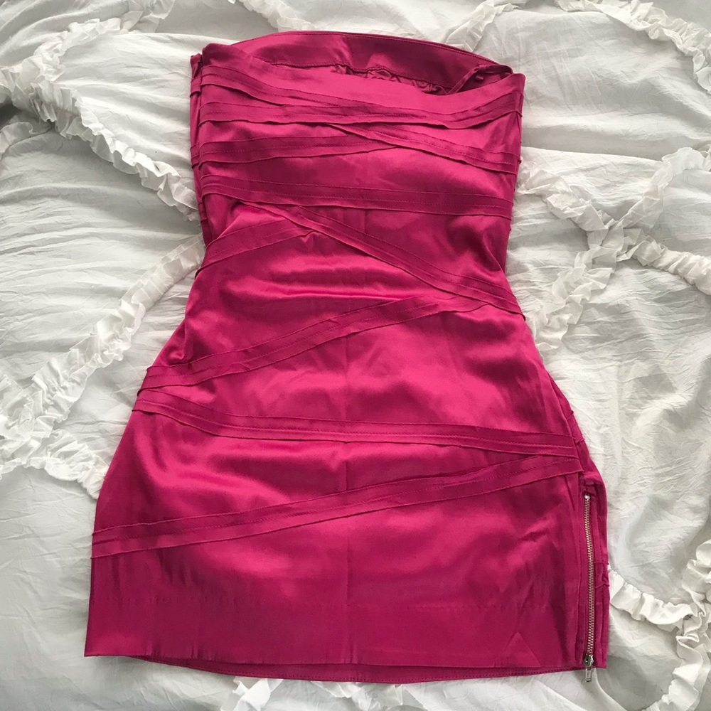 Strapless y2k Pink Mini Dress!